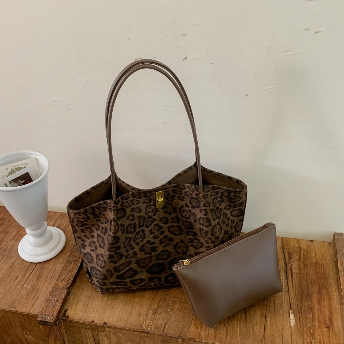 Retro Leopard Print Suede Tote - Luxury Bags Tote 评论和价格